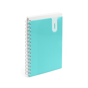 Poppin Pocket 1 Subject, Spiral, 6" x 8.5", 80 College Rule Sheets, Aqua, 24 Count, (101351-MC)