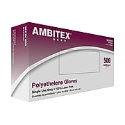 Ambitex P6505 Series Polyethylene Disposable Gloves, M, Clear, 500/Box (PMD6505)
