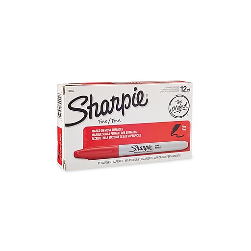 Sharpie® Fine Point Permanent Markers, Red, 12/pk (30002) at Staples