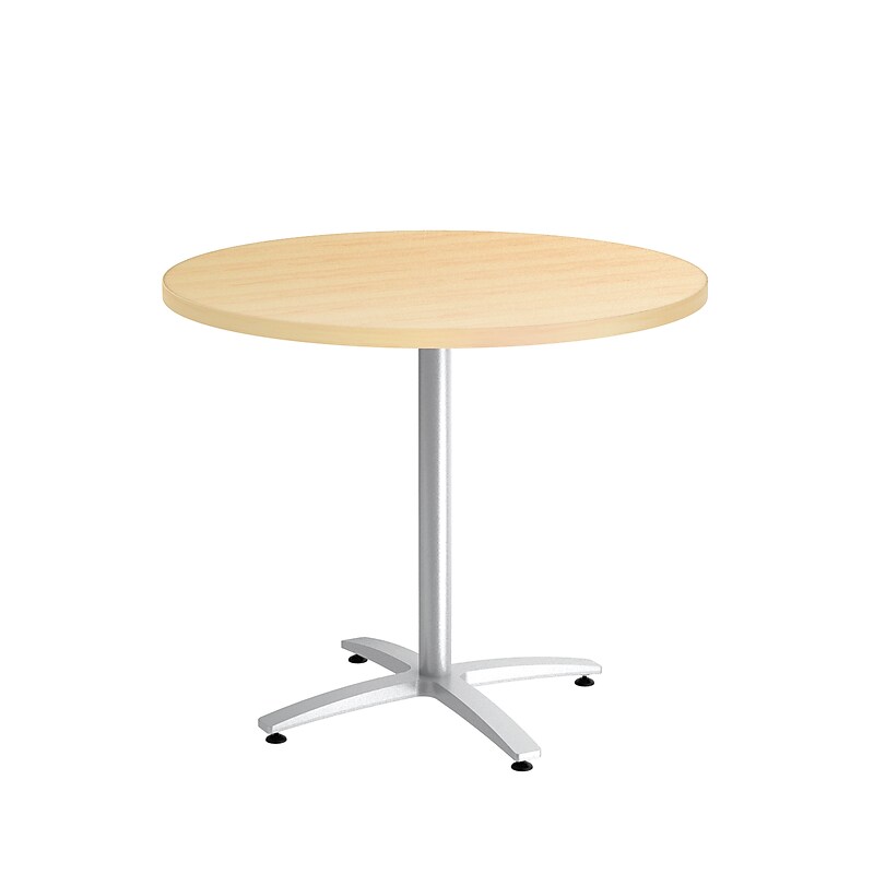 Union & Scale™  Multipurpose 36" Round Natural Maple Laminate Seated Height Silver Base Table (54789) image 1