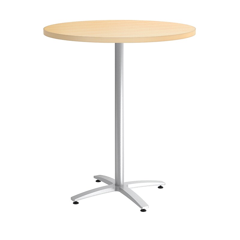 Union & Scale™ Multipurpose 36" Round Natural Maple Laminate Bistro Height Silver Base Table (54799) image 1