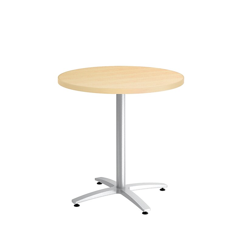 Union & Scale™  Multipurpose 30" Round Natural Maple Laminate Seated Height Silver Base Table (54808) image 1