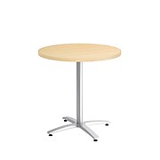 Union & Scale™ Workplace2.0™ Multipurpose 30" Round Natural Maple Laminate Seated Height Silver Base Table (54808)