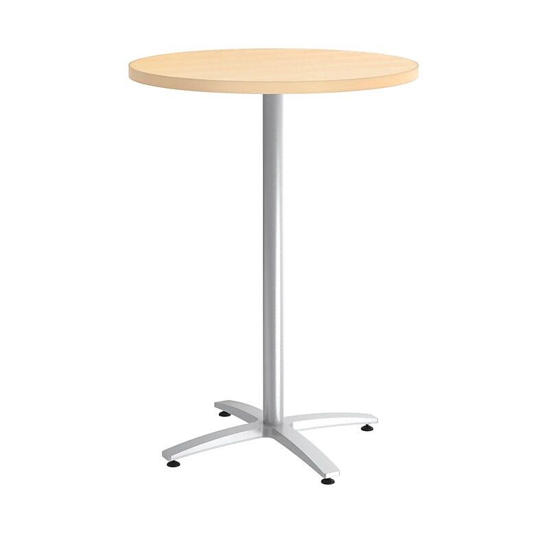 Union & Scale™ Multipurpose 30" Round Natural Maple Laminate Bistro Height Silver Base Table (54818) image 1