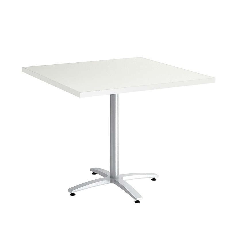 Union & Scale™  Multipurpose 36" Square Silver Mesh Laminate Seated Height Silver Base Table (54824) image 1