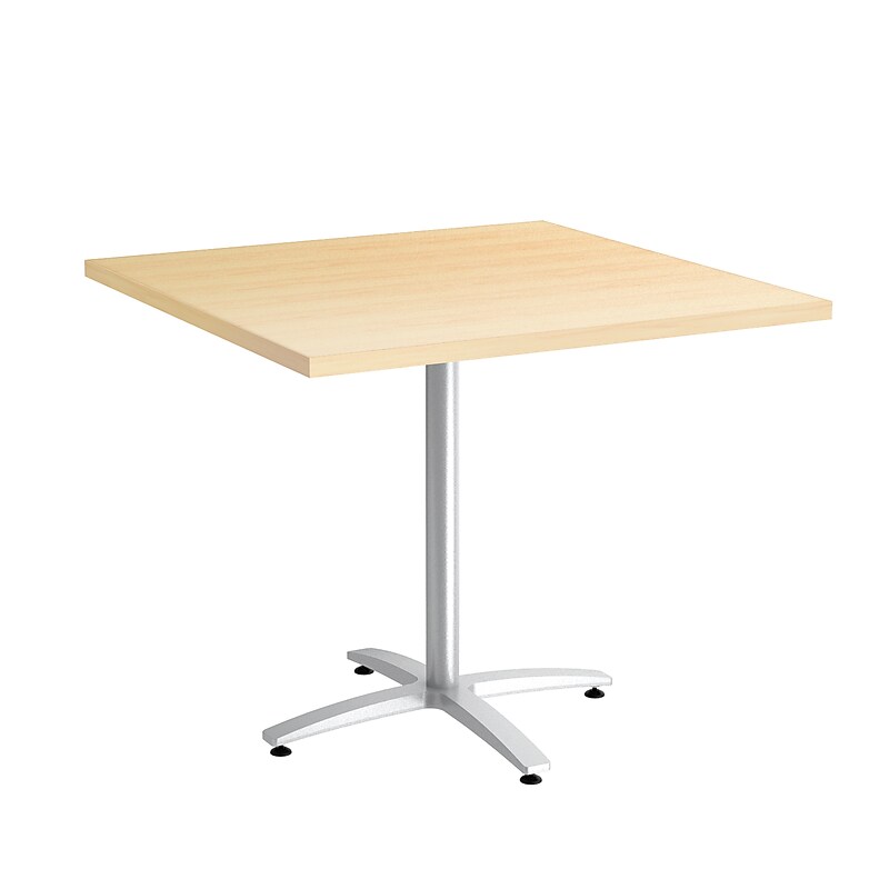 Union & Scale™  Multipurpose 36" Square Natural Maple Laminate Seated Height Silver Base Table (54828) image 1