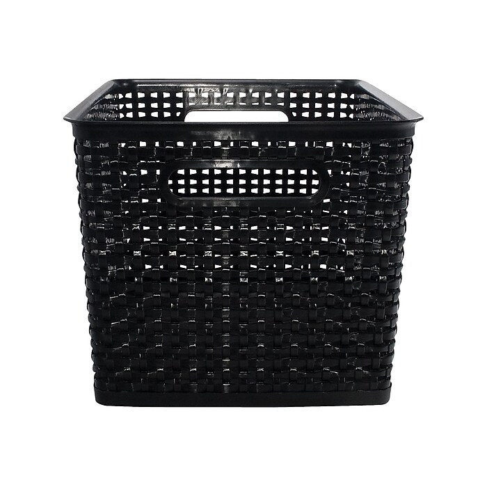 Advantus Large Weave Plastic Bin, Black, Each (36006) | Staples