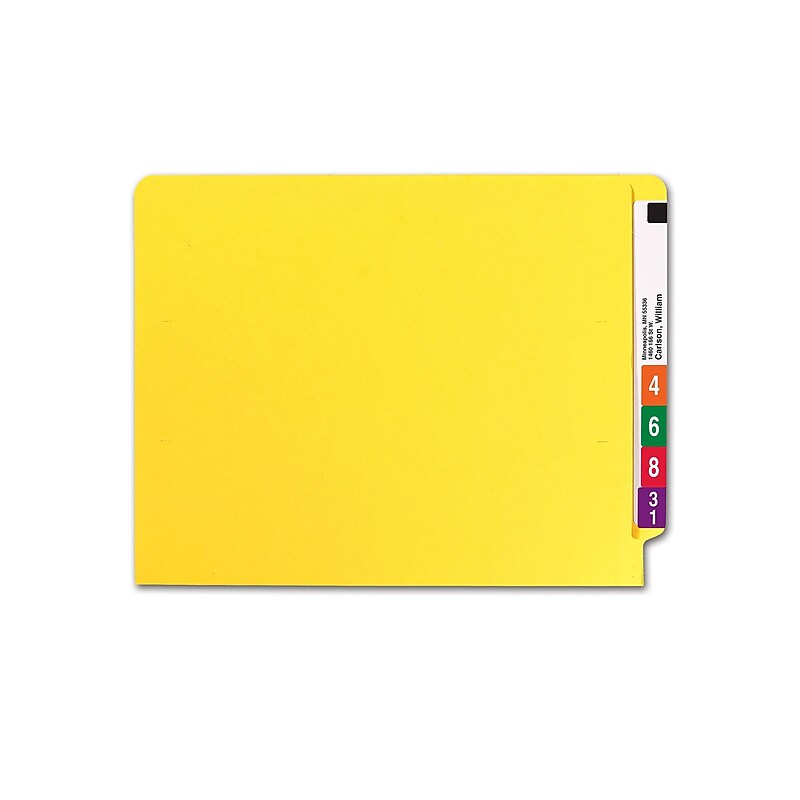 Smead Colored End Tab File Folder, Shelf-Master Reinforced Straight-Cut Tab, Letter Size, Yellow, 100/Box (25910) image 1