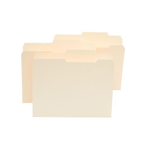 Staples® GuideHeight Manila File Folders, Letter, Right of Center, 100