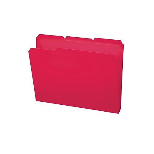 Smead Poly File Folder, 1/3Cut Tab Letter Size, Red, 24 per Box (10501) Staples