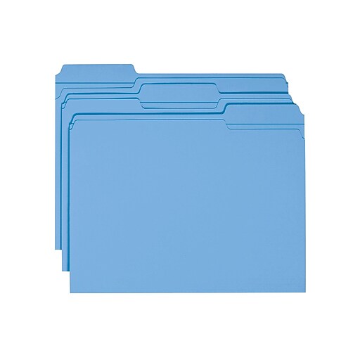 Smead® File Folder, Reinforced 1/3Cut Tab, Letter Size, Blue, 100/Box (12034) at Staples