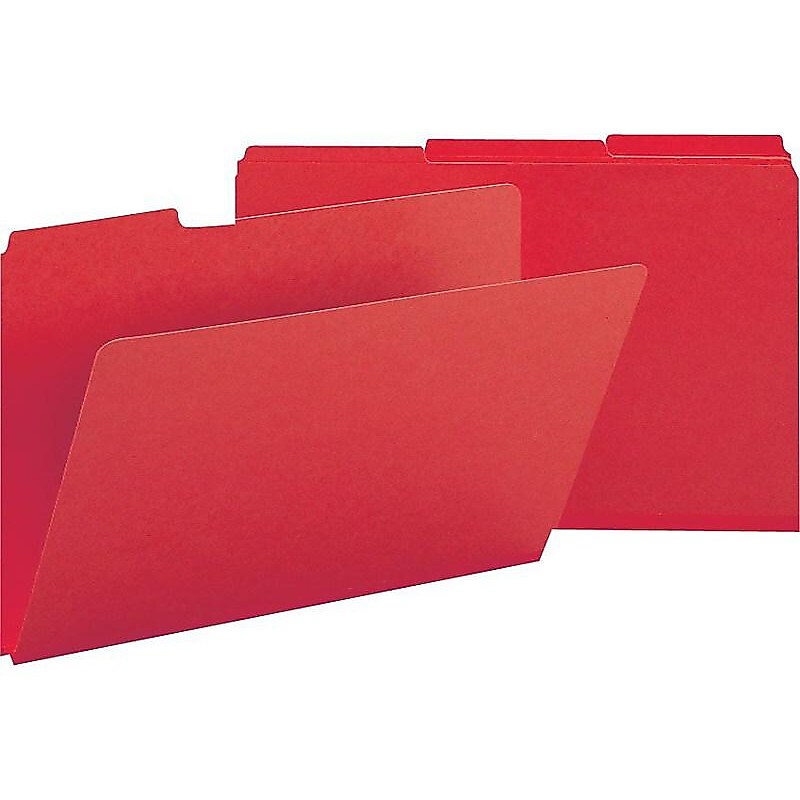 Smead Pressboard File Folder, 1/3-Cut Tab, 1" Expansion, Legal Size, Bright Red, 25 per Box (22538) image 1