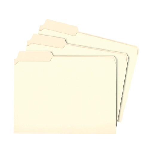 Staples® Manila File Folders, Letter, 3 Tab, Left Position, 100/Box