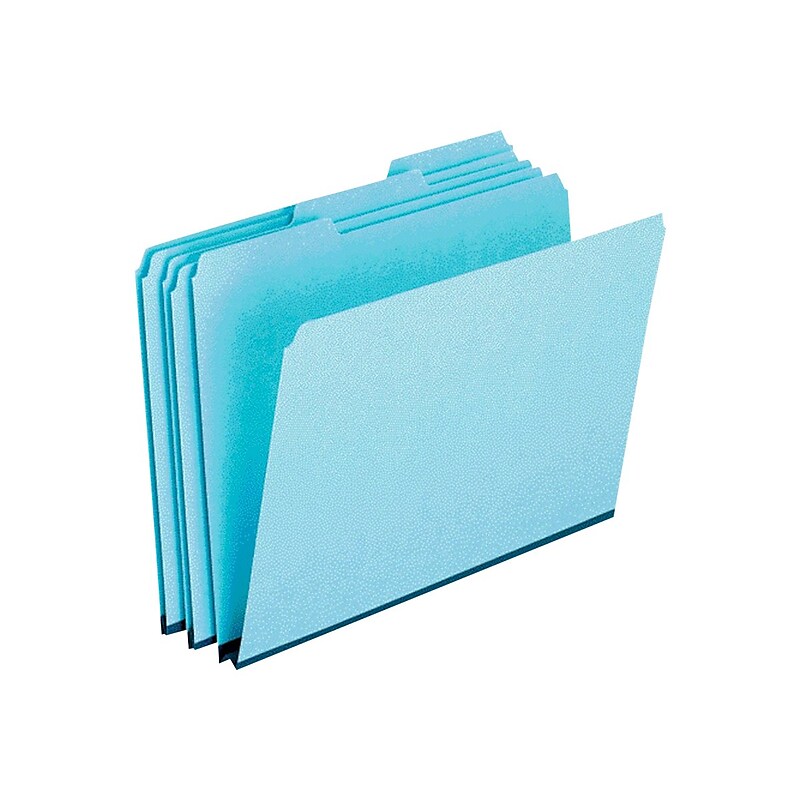 Pendaflex Recycled Heavy Duty File Folder, 1/3-Cut Tab, Assorted, Letter Size, Blue, 25/Box (9200T 1/3) image 1