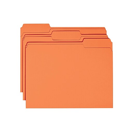 Smead® File Folder, 1/3Cut Tab, Letter Size, Orange, 100/Box (12543