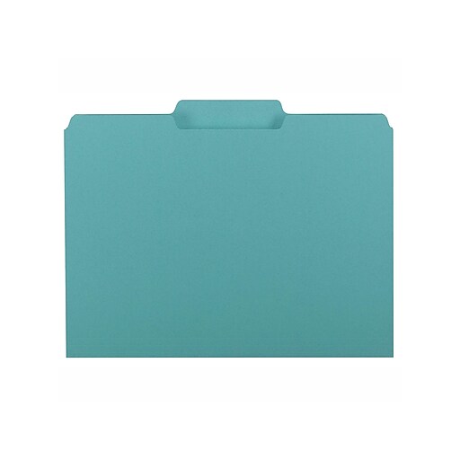 Smead® Interior File Folder, 1/3Cut Tab, Letter Size, Aqua, 100/Box