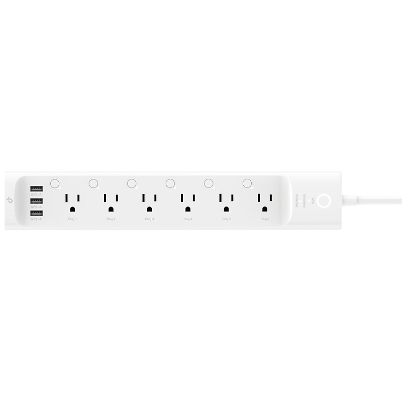 TP Link Kasa HS300 WiFi 6-Outlet Smart Power Strip, White (HS300) image 1