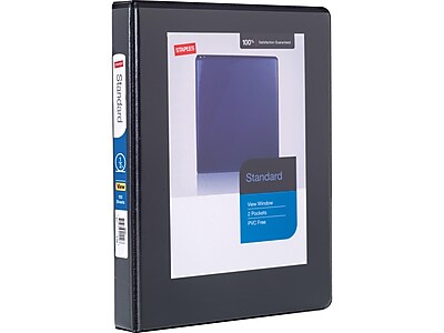 Staples 1/2" Standard 5-1/2" X 8-1/2" Mini View Binder With Round Rings Black