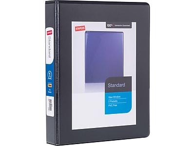 Staples 1" Standard 5-1/2" X 8-1/2" Mini View Binder With Round Rings Black
