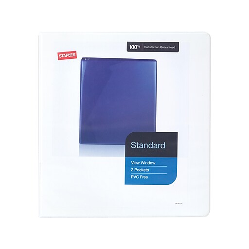 Staples 1.5inch Standard View Binder with DRings, White, 12/pack (26438) Staples