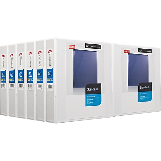 Staples 1 5 inch standard view binder with d rings white 12 pack