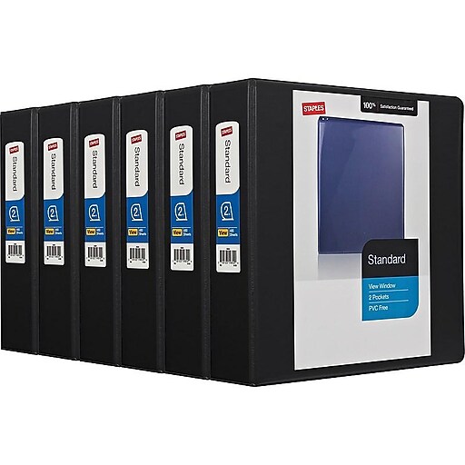 Staples 2inch Standard View Binder with DRings, Black, 6/pack (26431) at Staples