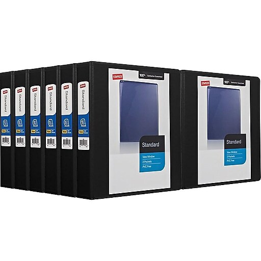 Staples 1.5inch Standard View Binder with DRings, Black, 12/pack