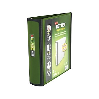 Staples 2" 3-Ring Better Binder, Olive (22169-US)