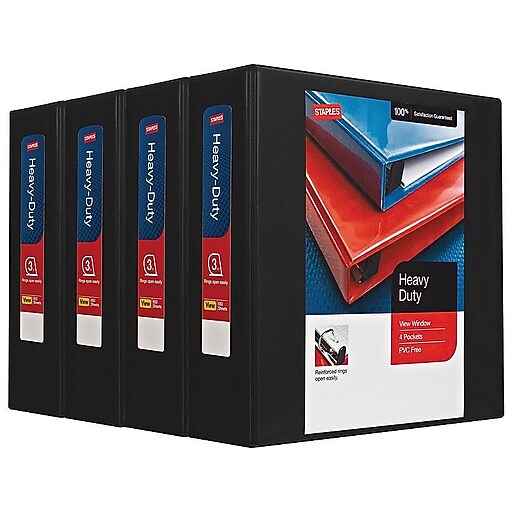 Staples® HeavyDuty View Binder with 3" DRings, 650 Sheet Capacity