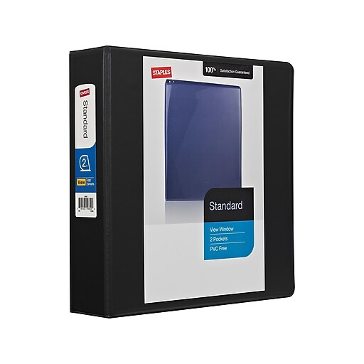 Staples Standard 2" 3Ring View Binder, Black (26353CC) at Staples