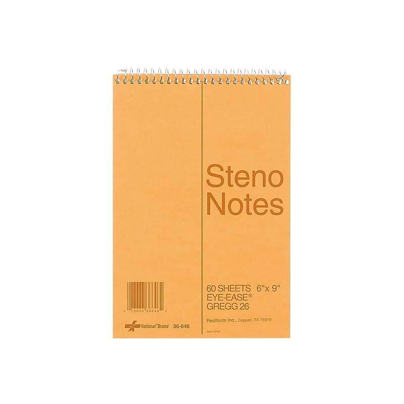 National Brand Steno Pad, 6" x 9", Gregg Ruled, Brown, 60 Sheets/Pad (RED36646) image 1