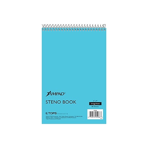 Ampad Steno Pad, 6" x 9", Gregg, Blue Cover, 80 Sheets/Pad (TOP25286