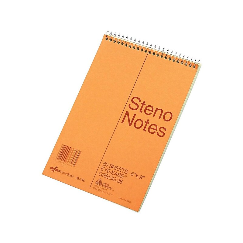 National Brand Steno Pad, 6" x 9", Gregg, Brown Cover, 80 Sheets/Pad (36746) image 1