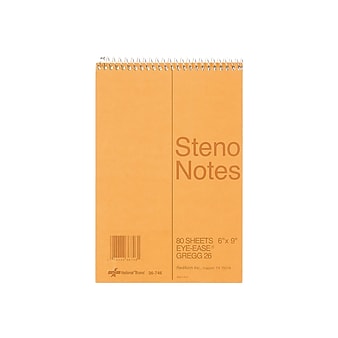 National Brand Steno Pad, 6" x 9", Gregg, Brown Cover, 80 Sheets/Pad (36746)