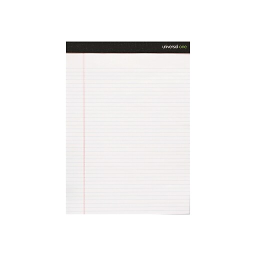 Universal One Premium Notepads, 5" x 8", Wide, White, 50 Sheets/Pad, 6