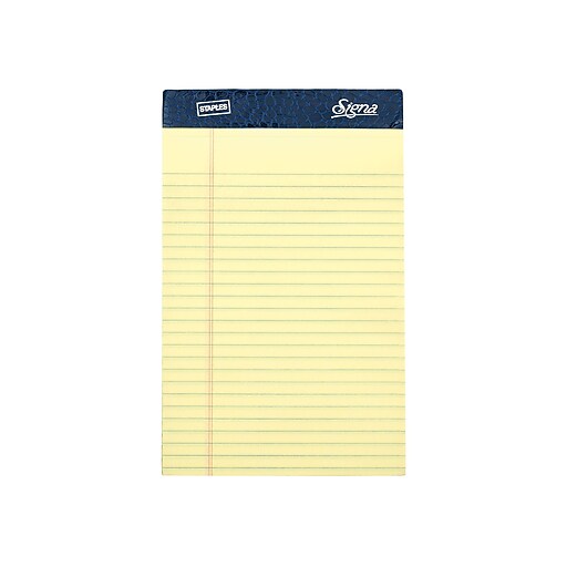 Signa Notepads, 5" x 8", Narrow, Yellow, 50 Sheets/Pad, 12 Pads/Pack