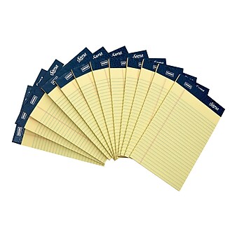 Signa Notepads, 5" x 8", Narrow, Yellow, 50 Sheets/Pad, 12 Pads/Pack (18132/18132STP)