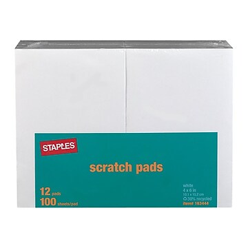 TRU RED™ Notepad, 4" x 6", Unruled, White, 100 Sheets/Pad, Dozen Pads/Pack (TR57328)