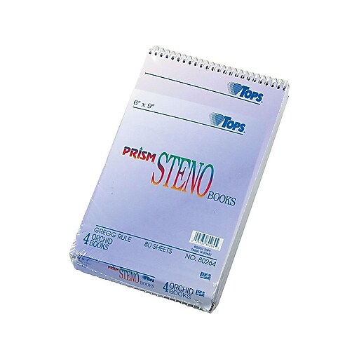 TOPS® Prism Steno Notebook, 6" x 9", Gregg Rule, Orchid, 100 Recycled