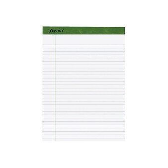 Ampad Earthwise Notepads, 8.5" x 11.75", Wide, White, 50 Sheets/Pad, 4 Pads/Pack (TOP 40102R)