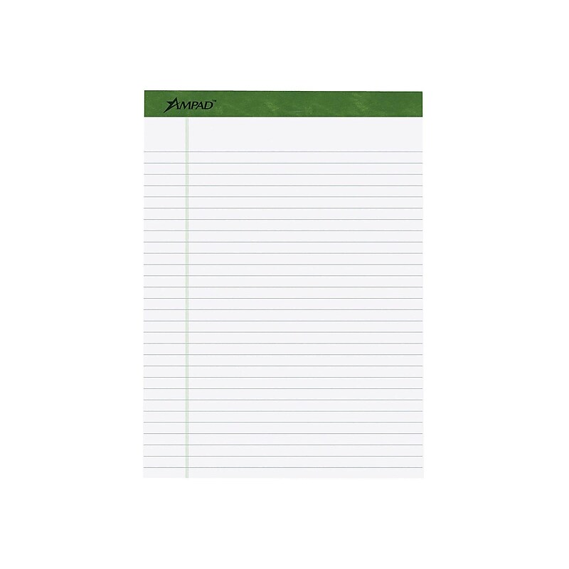 Ampad Earthwise Notepads, 8.5" x 11.75", Wide, White, 50 Sheets/Pad, 4 Pads/Pack (TOP 40102R) image 1