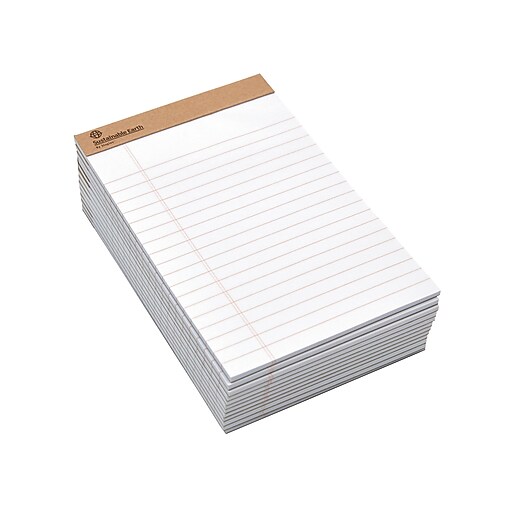 Sustainable Earth By Staples® 5" x 8", White, Perforated Notepads, Wide