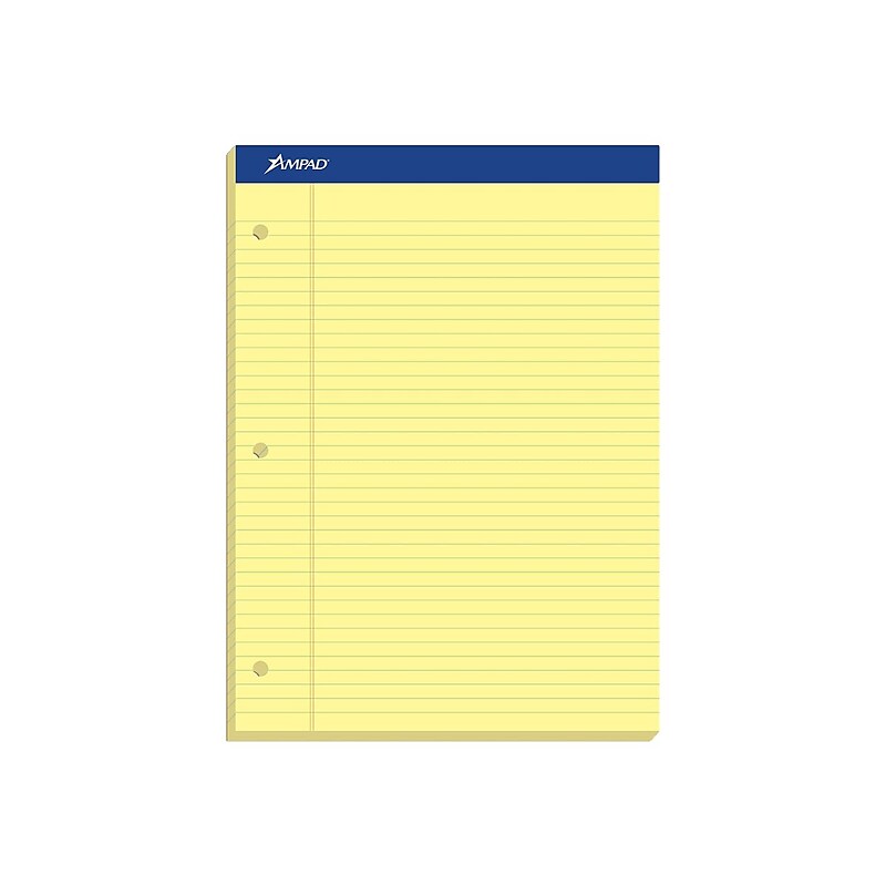 Ampad Notepad, 8.5" x 11.75", Narrow, Canary, 100 Sheets/Pad (TOP 20-246) image 1