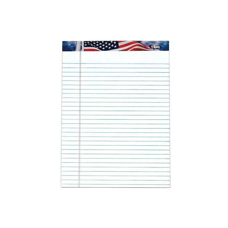 TOPS American Pride Notepads, 8.5" x 11.75", Wide, White, 50 Sheets/Pad, 12 Pads/Pack (TOP 75111) image 1