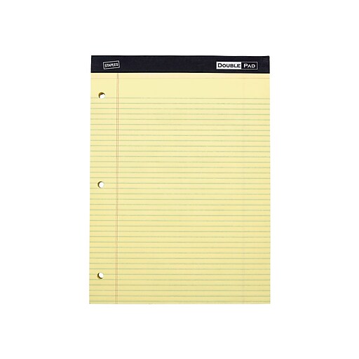 Staples Double Pad, Yellow, Wide Ruled with 3Hole Punch, 6/Pack (18581