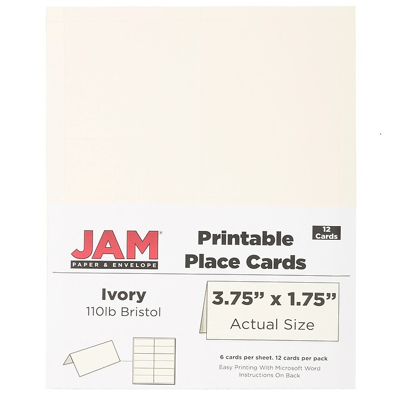 JAM Paper® Printable Place Cards, 3 3/4 x 1 3/4, Ivory Placecards, 12/Pack (2225916895) image 1
