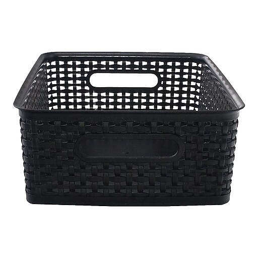 Advantus Weave Plastic Bin, Black, Each Staples