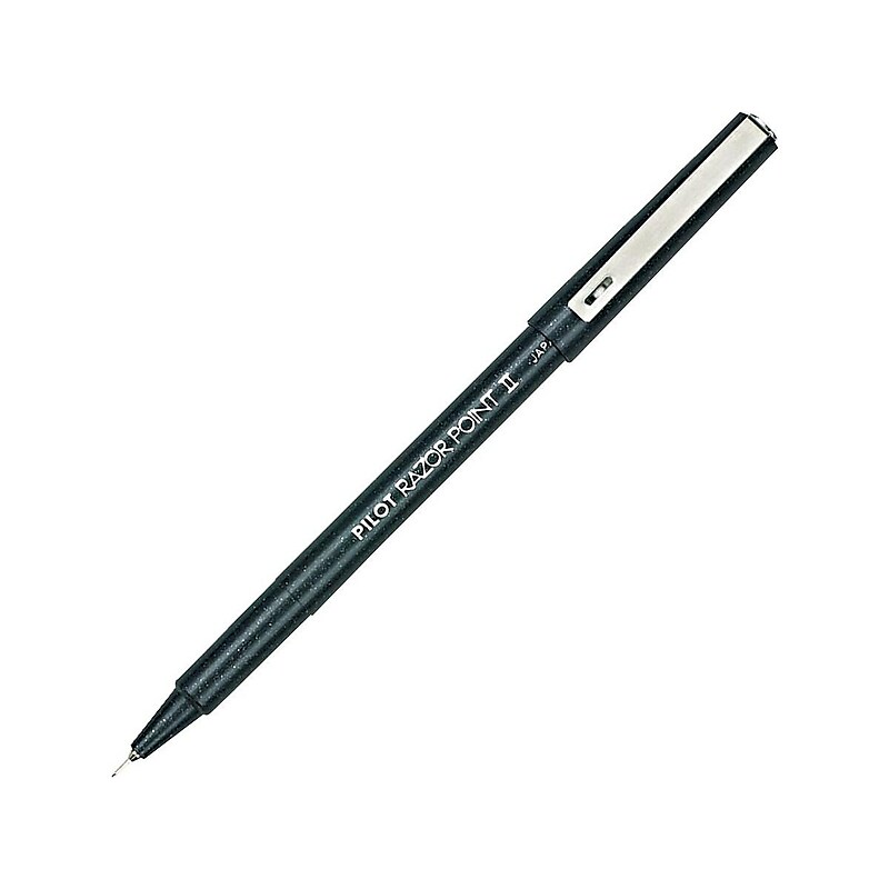 Pilot Razor Point II Marker Pens, Super Fine Point, Black Ink, Dozen (11009) image 1