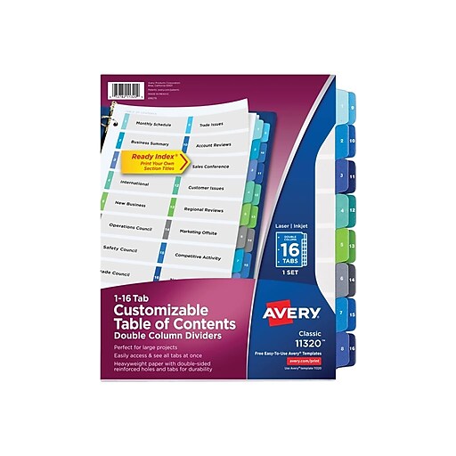 Shop Staples for Ready Index DoubleColumn Table of Contents Dividers