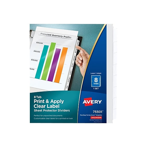 Avery® Index Maker® Clear Pocket Clear Label Tab Dividers, 8Tab, Clear